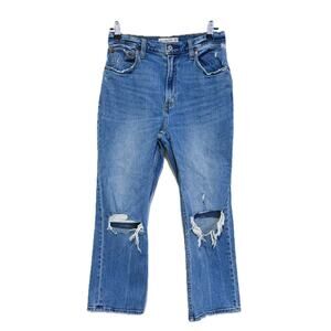 Abercrombie & Fitch Ankle Straight Ultra High Rise Jeans 6 Short Distressed Y2K